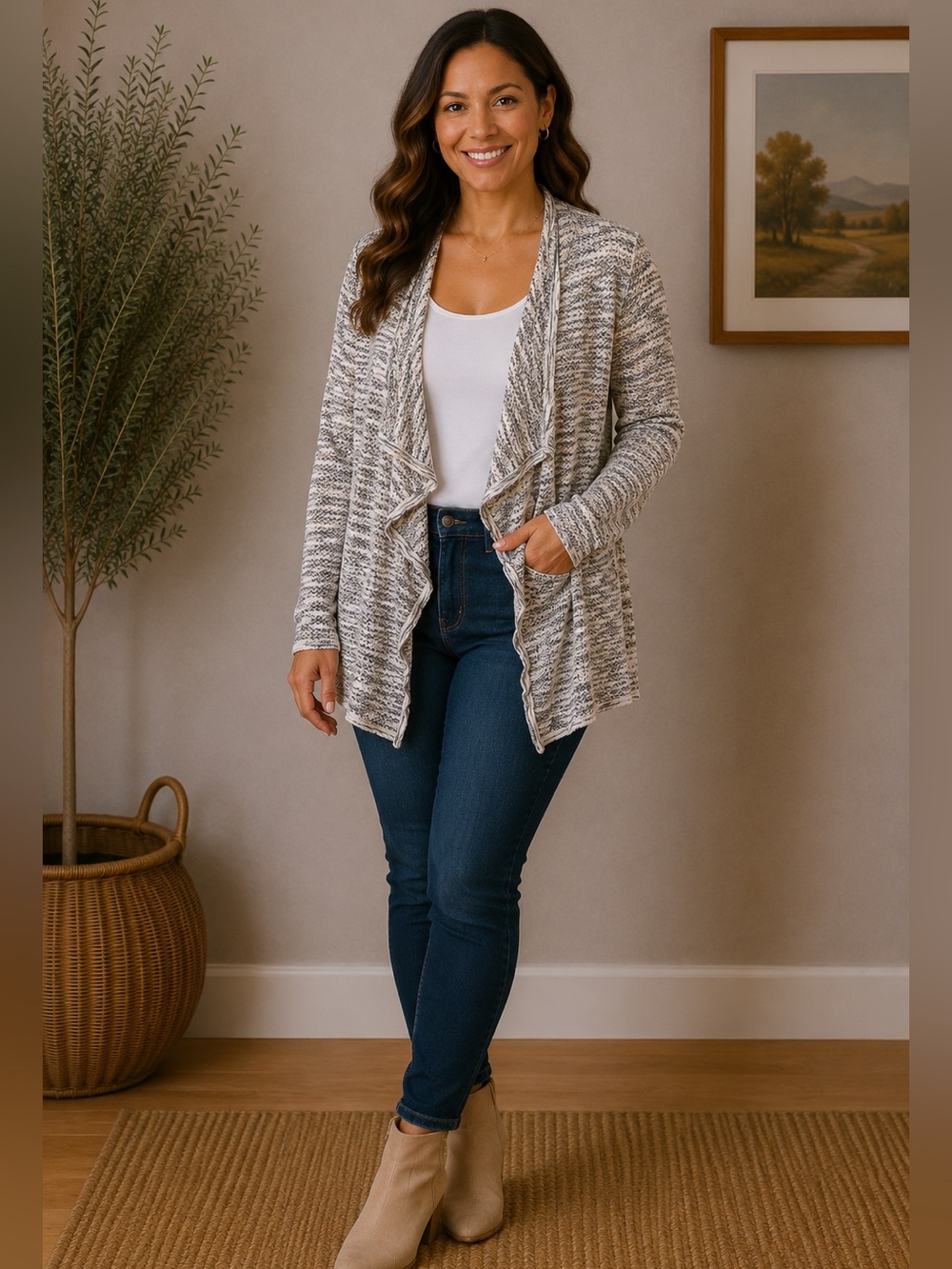 AB Studio heathered cardigan small
